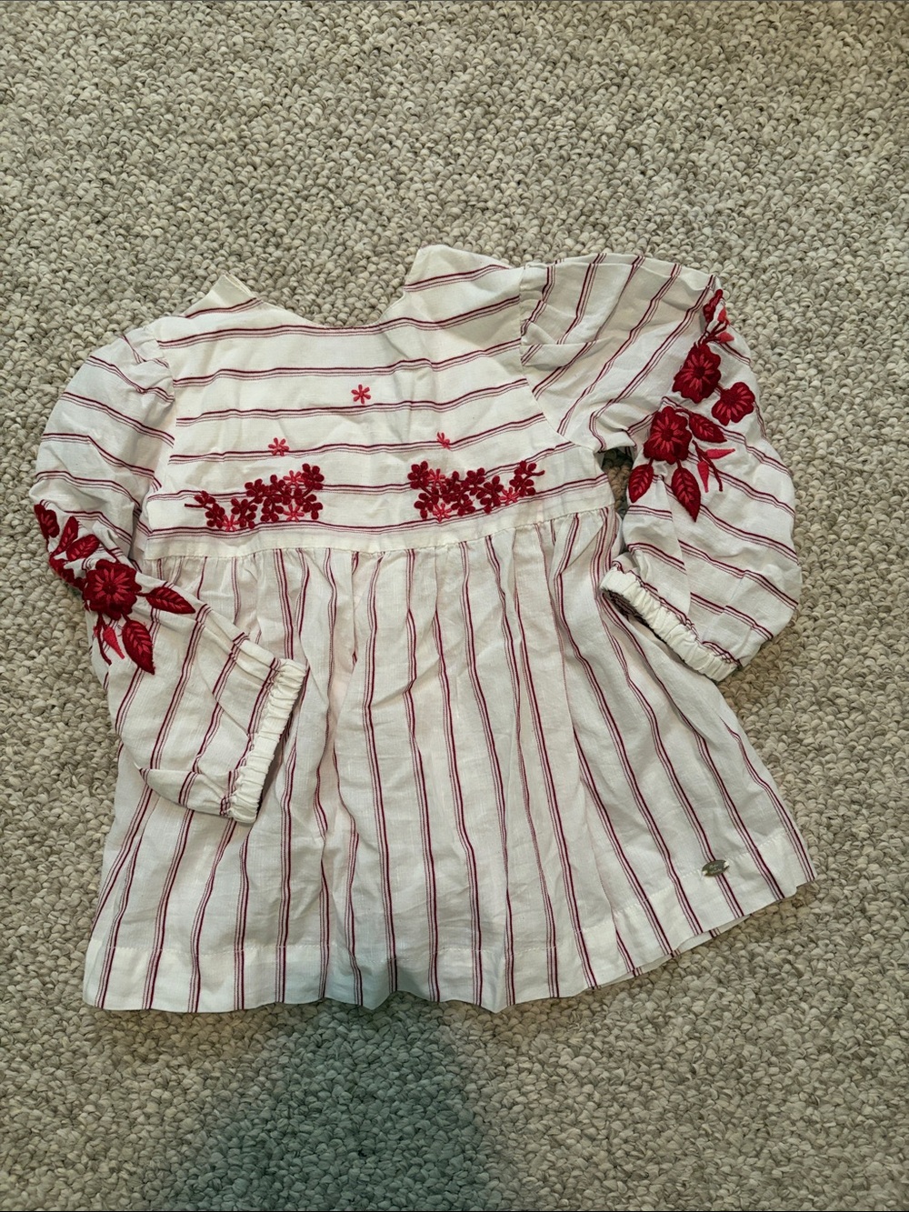 Tartine et Chocolat White and Red Striped Embroidered Blouse